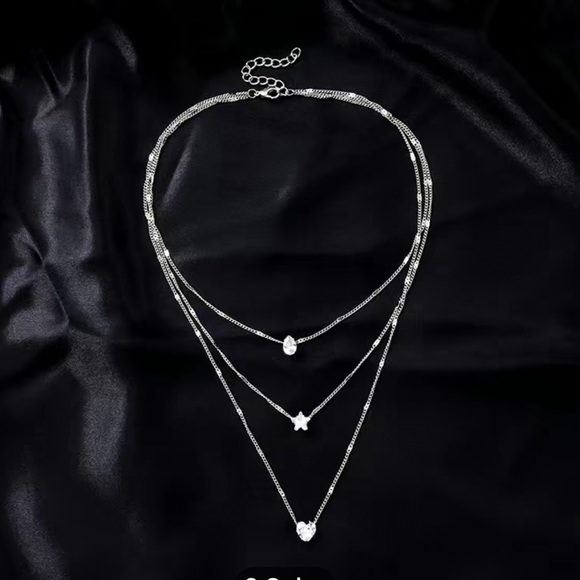 Elegant Silver Tone Tri-Length Necklace - Picture 2 of 3